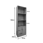 Βιβλιοθήκη Tekaro pakoworld σε ανθρακί απόχρωση 57x33x180εκ - Image 5
