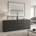 Μπουφές Kalya pakoworld σε ανθρακί απόχρωση 220x49x89.5εκ
