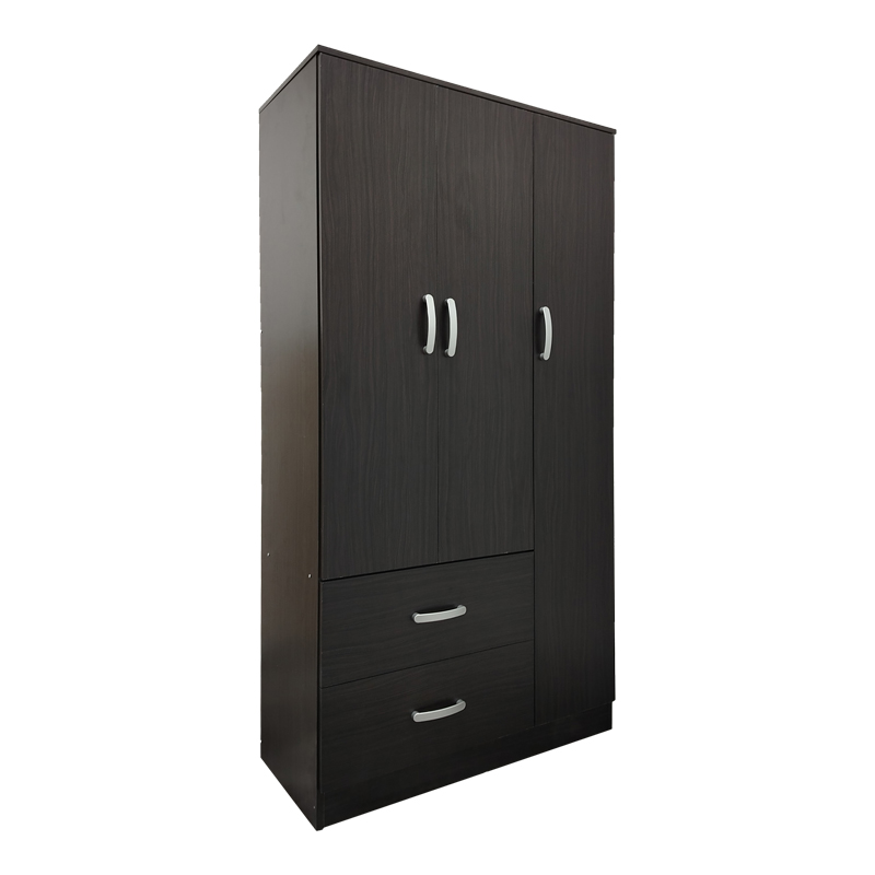383-000039 Ντουλάπα τρίφυλλη με 2 συρτάρια Athos pakoworld σε wenge απόχρωση 90x42x180εκ - Image 1