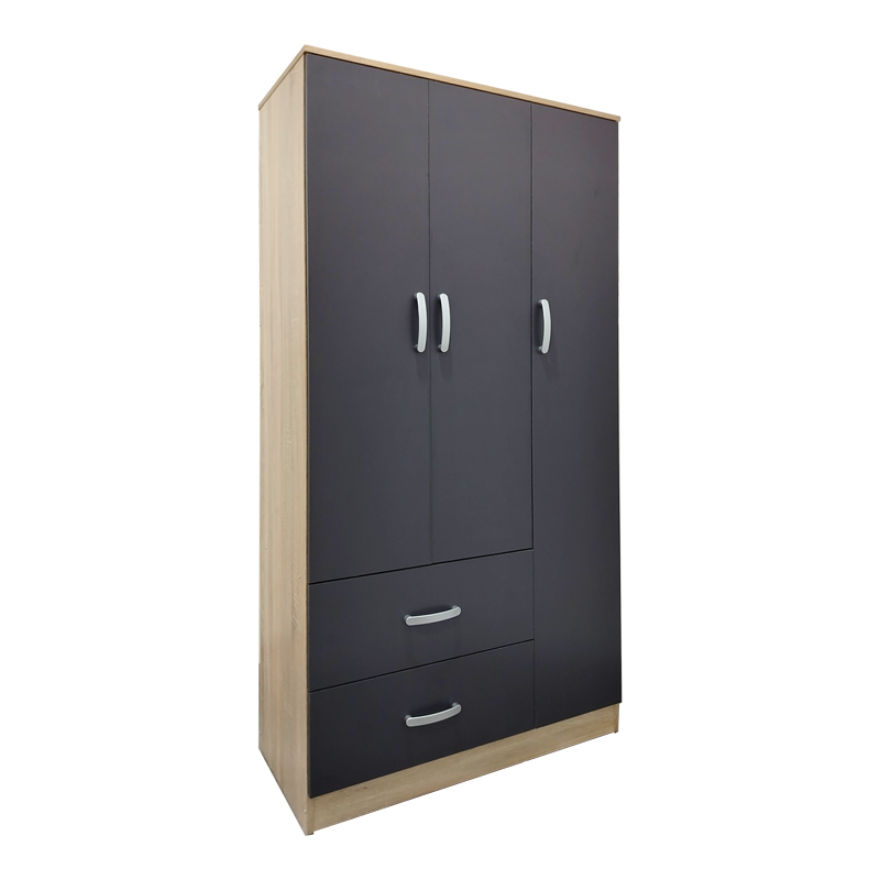 383-000041 Ντουλάπα τρίφυλλη με 2 συρτάρια Athos pakoworld σε sonoma-ανθρακί απόχρωση 90x42x180εκ - Image 1