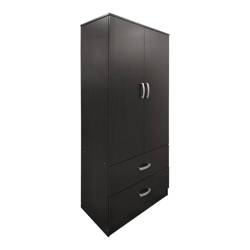 383-000044 Ντουλάπα δίφυλλη με 2 συρτάρια Athos pakoworld σε wenge απόχρωση 80x42x180εκ - Image 1