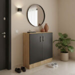 Παπουτσοθήκη-ντουλάπι Souken pakoworld 6 ζευγών σε sonoma-ανθρακί απόχρωση 60x40x80εκ
