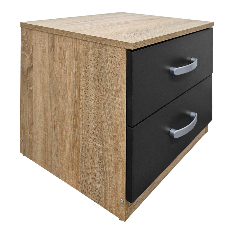 383-000105 Κομοδίνο Athos pakoworld σε sonoma-ανθρακί απόχρωση 48x40x41.5εκ - Image 1