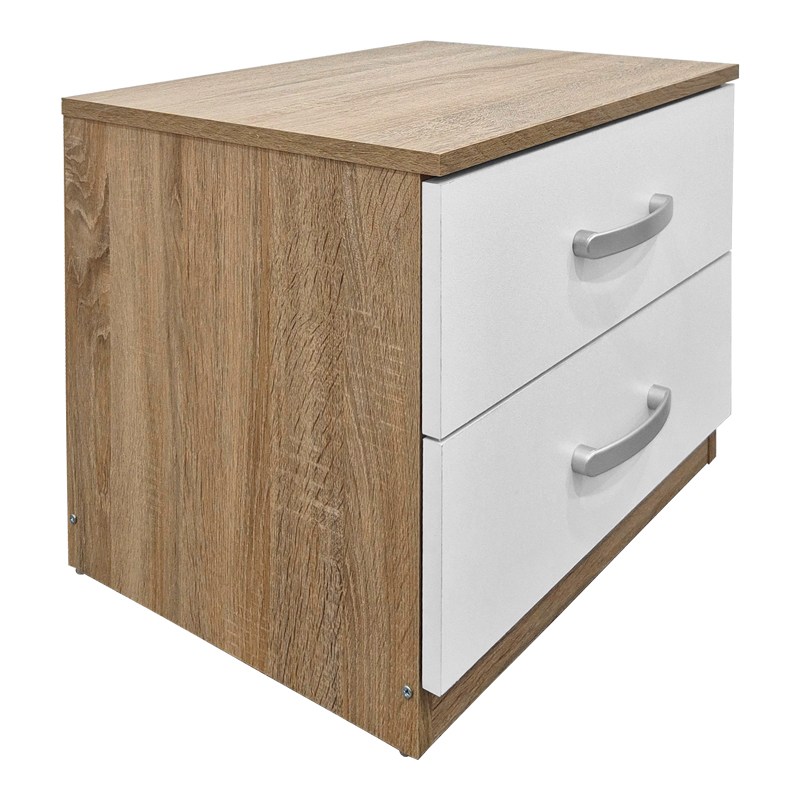 383-000106 Κομοδίνο Athos pakoworld σε sonoma-λευκή απόχρωση 48x40x41.5εκ - Image 1