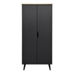 Παπουτσοθήκη-ντουλάπα Oufelia pakoworld sonoma-ανθρακί 60x32.5x134.5εκ - Image 4