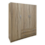 Ντουλάπα τρίφυλλη με 2 συρτάρια Alvia pakoworld sonoma 150x51x180εκ - Image 2