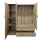 Ντουλάπα τρίφυλλη με 2 συρτάρια Alvia pakoworld sonoma 150x51x180εκ - Image 3