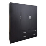 Ντουλάπα τρίφυλλη με 2 συρτάρια Alvia pakoworld wenge150x51x180εκ - Image 2