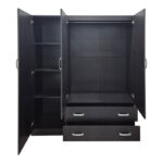 Ντουλάπα τρίφυλλη με 2 συρτάρια Alvia pakoworld wenge150x51x180εκ - Image 3