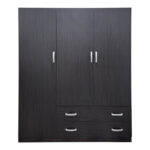 Ντουλάπα τρίφυλλη με 2 συρτάρια Alvia pakoworld wenge150x51x180εκ - Image 4