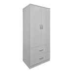 Ντουλάπα δίφυλλη με 2 συρτάρια Alvia pakoworld λευκή 80x51.5x180εκ - Image 2
