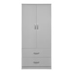 Ντουλάπα δίφυλλη με 2 συρτάρια Alvia pakoworld λευκή 80x51.5x180εκ - Image 5