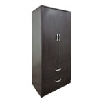 Ντουλάπα δίφυλλη με 2 συρτάρια Alvia pakoworld wenge 80x51.5x180εκ - Image 2