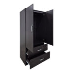 Ντουλάπα δίφυλλη με 2 συρτάρια Alvia pakoworld wenge 80x51.5x180εκ - Image 3