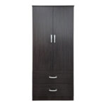 Ντουλάπα δίφυλλη με 2 συρτάρια Alvia pakoworld wenge 80x51.5x180εκ - Image 5
