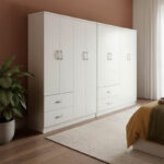 Ντουλάπα οχτάφυλλη Athos pakoworld λευκή 241x42x181εκ