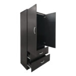 Ντουλάπα εξάφυλλη με πατάρι Athos pakoworld wenge 240x42x240εκ - Image 3