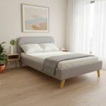 Κρεβάτι LumiLux pakoworld ύφασμα σε γκρι απόχρωση 160x200εκ