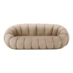 Καναπές Embrace pakoworld βελούδο σε γκρι μπεζ απόχρωση 180x105x65εκ - Image 4