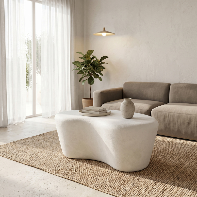 415-000005 Τραπέζι σαλονιού Fedris pakoworld mdf λευκό 80x70x34εκ - Image 1
