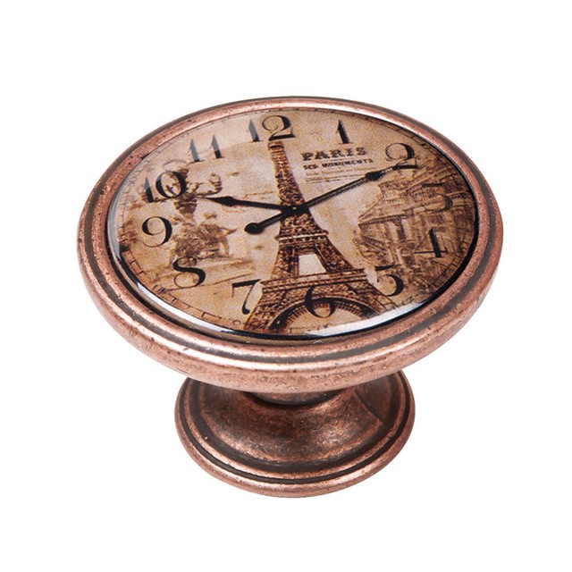 550CB05 Πομολάκι Vintage Χάλκινο Eiffel Tower Clock Φ37mm - Image 1