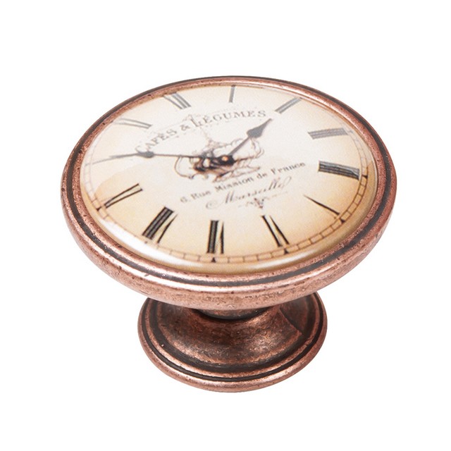 550CB06 Πομολάκι Vintage Χάλκινο Classic Roman Clock Φ37mm - Image 1