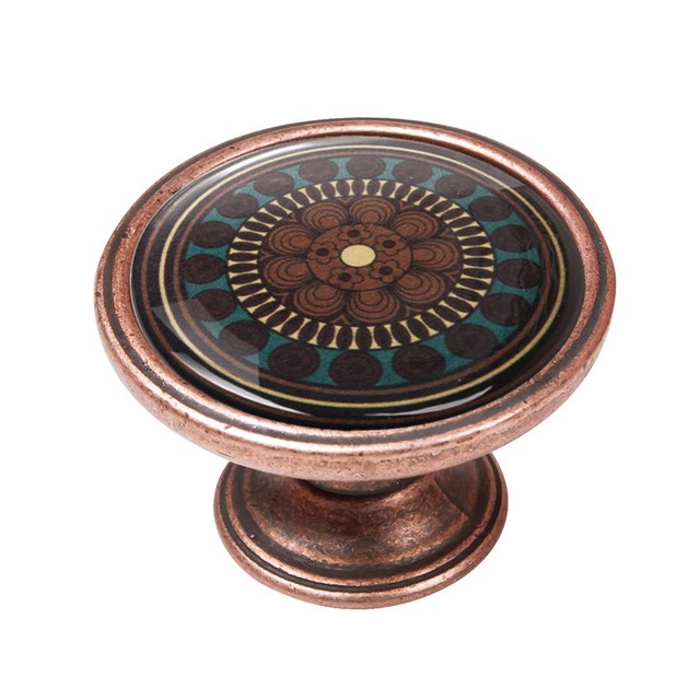 550CB07 Πομολάκι Vintage Χάλκινο Brown Mandala Φ37mm - Image 1