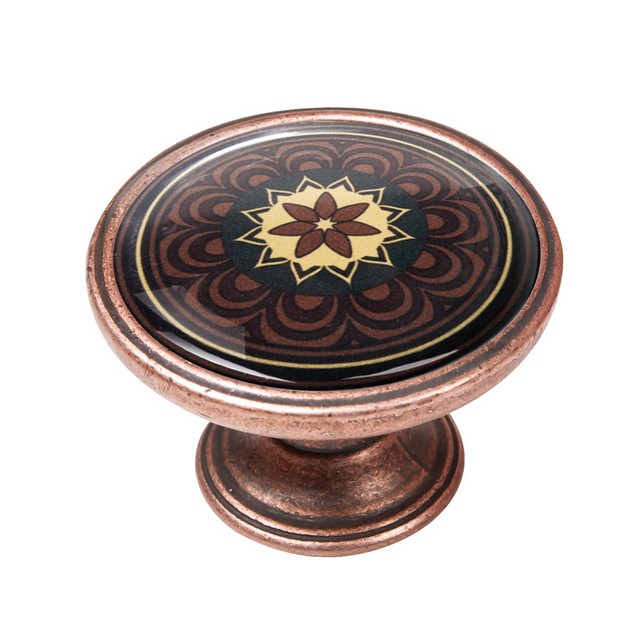 550CB08 Πομολάκι Vintage Χάλκινο Flower Mandala Φ37mm - Image 1