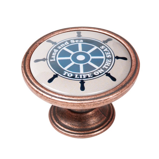 550CB18 Πομολάκι Vintage Χάλκινο Ship Wheel Φ37mm - Image 1