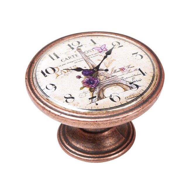 550CB21 Πομολάκι Vintage Χάλκινο Paris Eiffel Clock Φ37mm - Image 1
