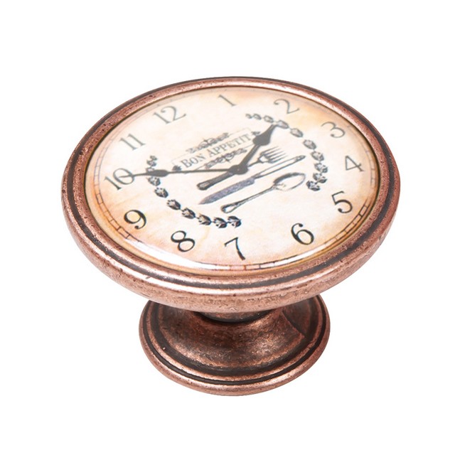 550CB22 Πομολάκι Vintage Χάλκινο Bon Appetit Clock Φ37mm - Image 1