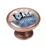 Πομολάκι Vintage Χάλκινο Home Blue Butterflies Φ37mm