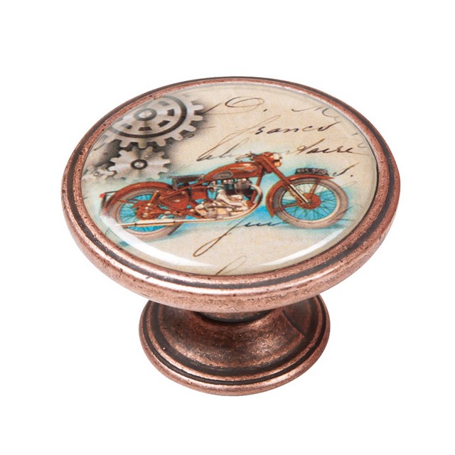 550CB34 Πομολάκι Vintage Χάλκινο Retro Motorcycle Blue Φ37mm - Image 1