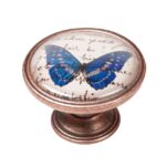 Πομολάκι Vintage Χάλκινο Blue Butterfly Φ37mm