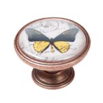 Πομολάκι Vintage Χάλκινο Yellow Butterfly Φ37mm