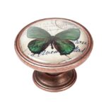 Πομολάκι Vintage Χάλκινο Green Butterfly Φ37mm