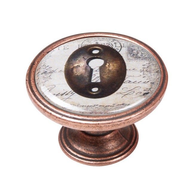 550CB45 Πομολάκι Vintage Χάλκινο Round Keyhole Φ37mm - Image 1