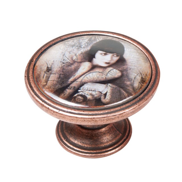 550CB53 Πομολάκι Vintage Χάλκινο Victorian Lady Fan Φ37mm - Image 1