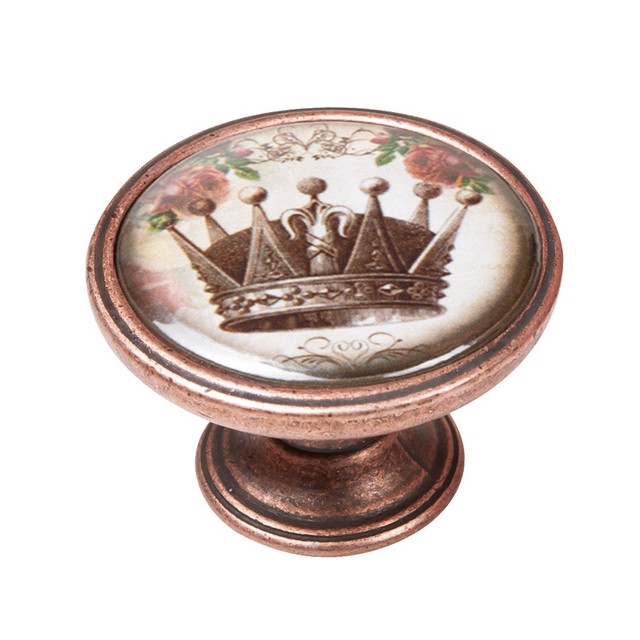 550CB54 Πομολάκι Vintage Χάλκινο Crown Roses Φ37mm - Image 1