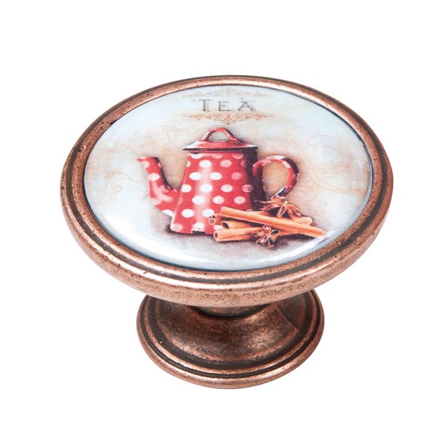 550CB65 Πομολάκι Vintage Χάλκινο Red Teapot Φ37mm - Image 1