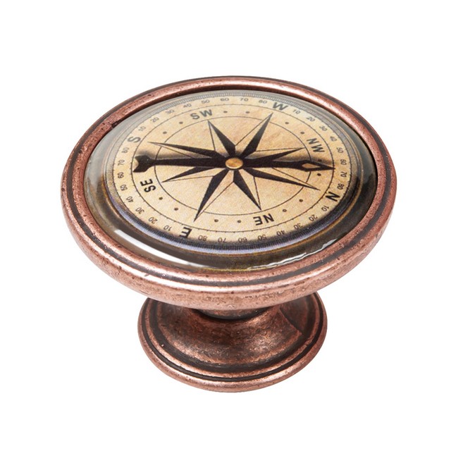 550CB76 Πομολάκι Vintage Χάλκινο Vintage Compass Rose Φ37mm - Image 1