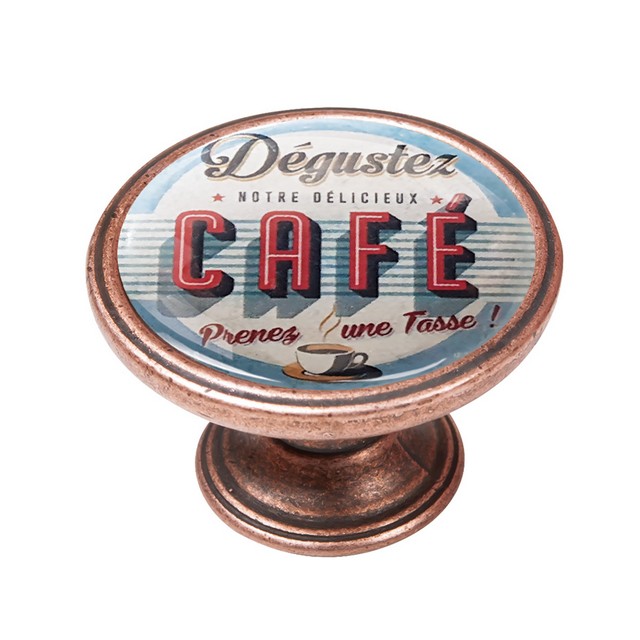 550CB85 Πομολάκι Vintage Χάλκινο Vintage Café Sign Φ37mm - Image 1