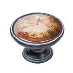 Πομολάκι Vintage Πατίνα Μαύρο Antique Map Clock Φ37mm