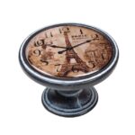 Πομολάκι Vintage Πατίνα Μαύρο Eiffel Tower Clock Φ37mm