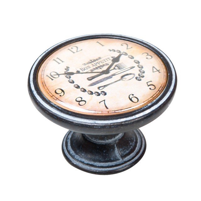 550NF22 Πομολάκι Vintage Πατίνα Μαύρο Bon Appetit Clock Φ37mm - Image 1