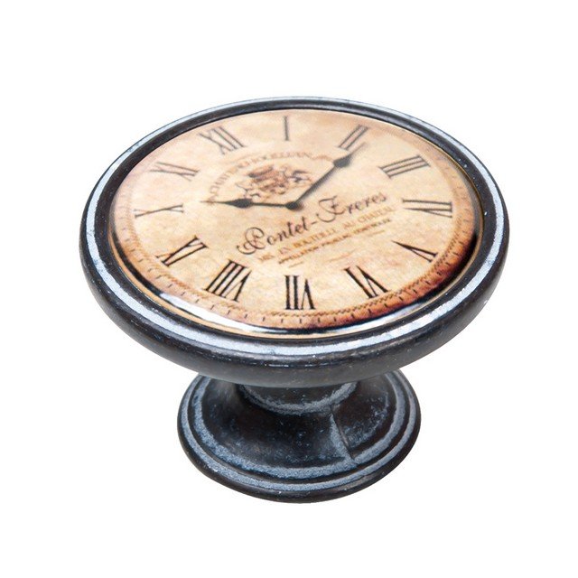 550NF24 Πομολάκι Vintage Πατίνα Μαύρο Roman Clock Beige Φ37mm - Image 1