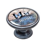 Πομολάκι Vintage Πατίνα Μαύρο Home Blue Butterflies Φ37mm