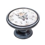 Πομολάκι Vintage Πατίνα Μαύρο Love Butterfly Clock Φ37mm