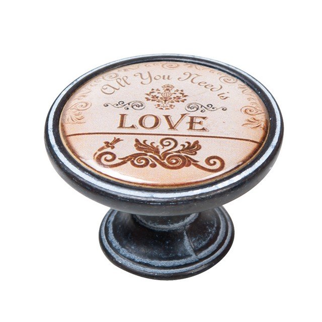 550NF28 Πομολάκι Vintage Πατίνα Μαύρο Love Vintage Label Φ37mm - Image 1
