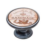 Πομολάκι Vintage Πατίνα Μαύρο Handmade Label Φ37mm